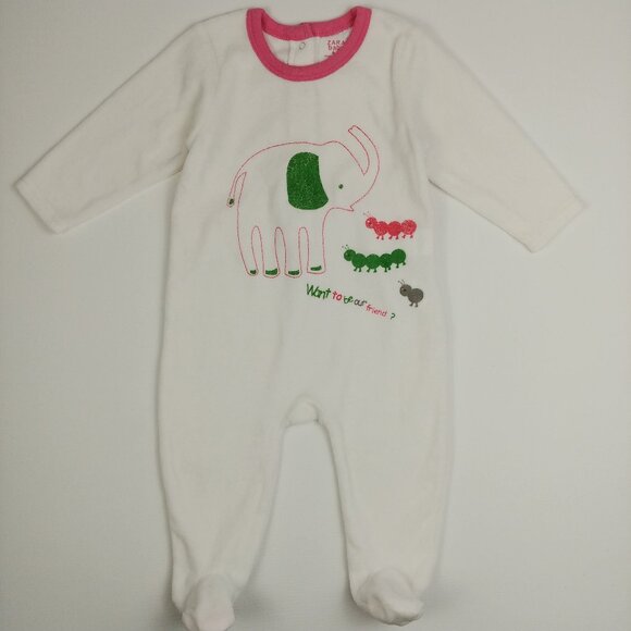 Zara Baby Elephant Velour Footed Sleeper 6-9 Months - Picture 2 of 12